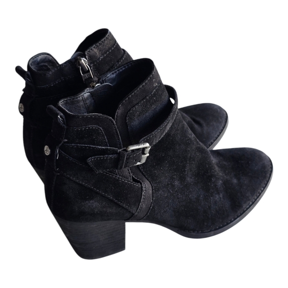 Anthropologie Sam Edelman Suede Ankle Boots 9.5M Myra Women Black Block Heel - Picture 6 of 16